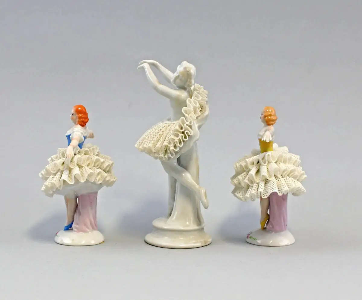 8340219 3 Porzellan-Figuren Spitzentänzerinnen Ballett Sitzendorf Thüringen 3