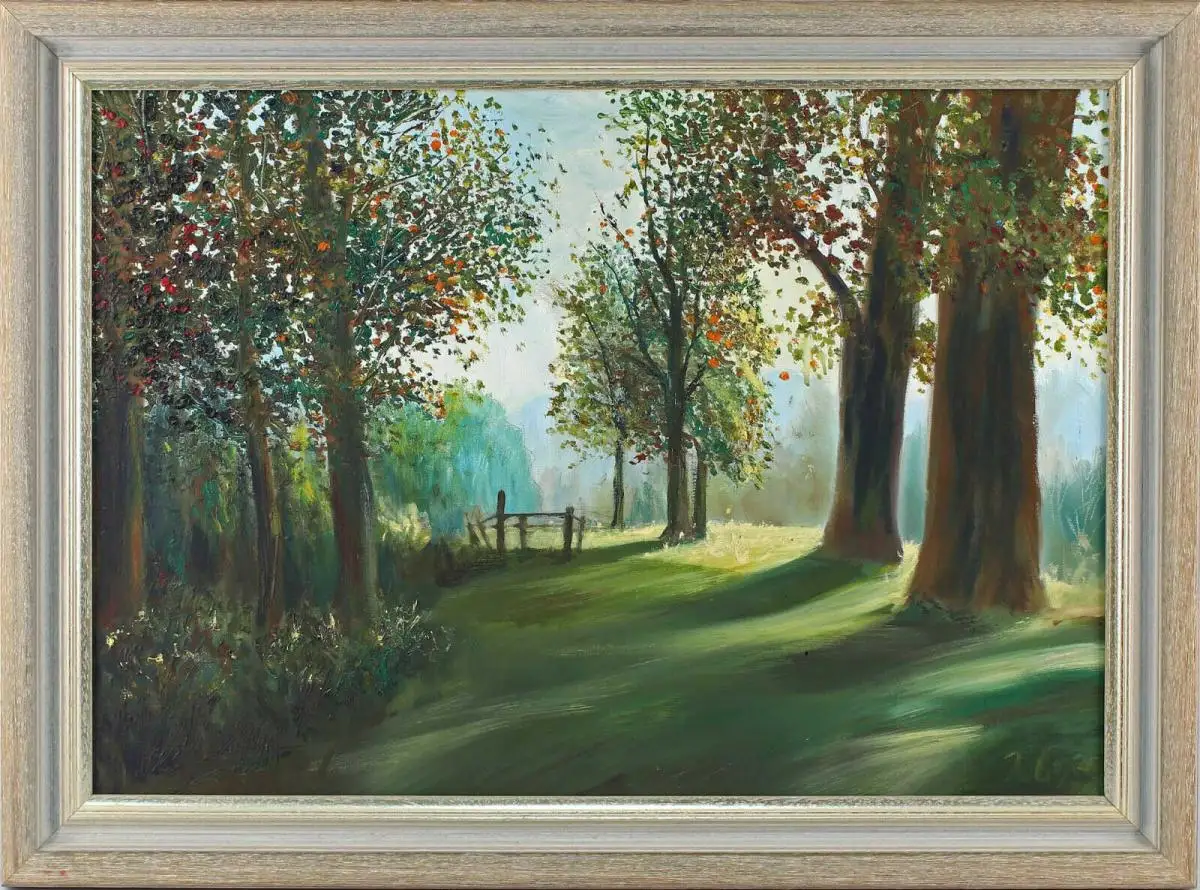 8460005 Ölgemälde signiert Jochen Bach Plinz 1995 Landschaft Thüringen Wald 0