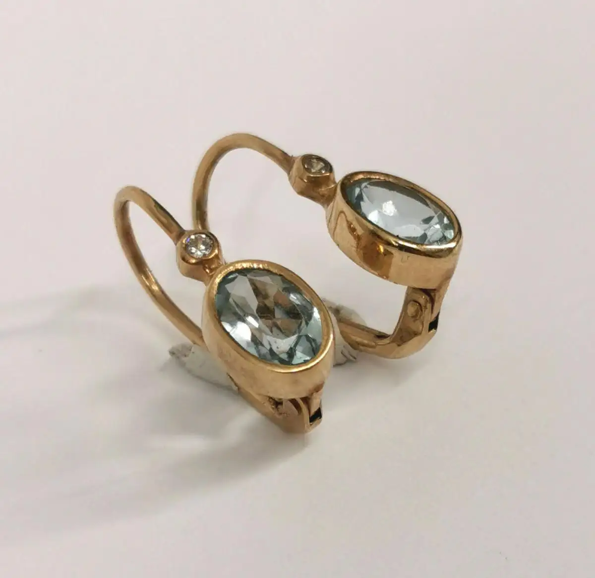 9906025 925er Silber vergoldet Jugendstil Ohrringe mit Blautopas Zirkonia 1