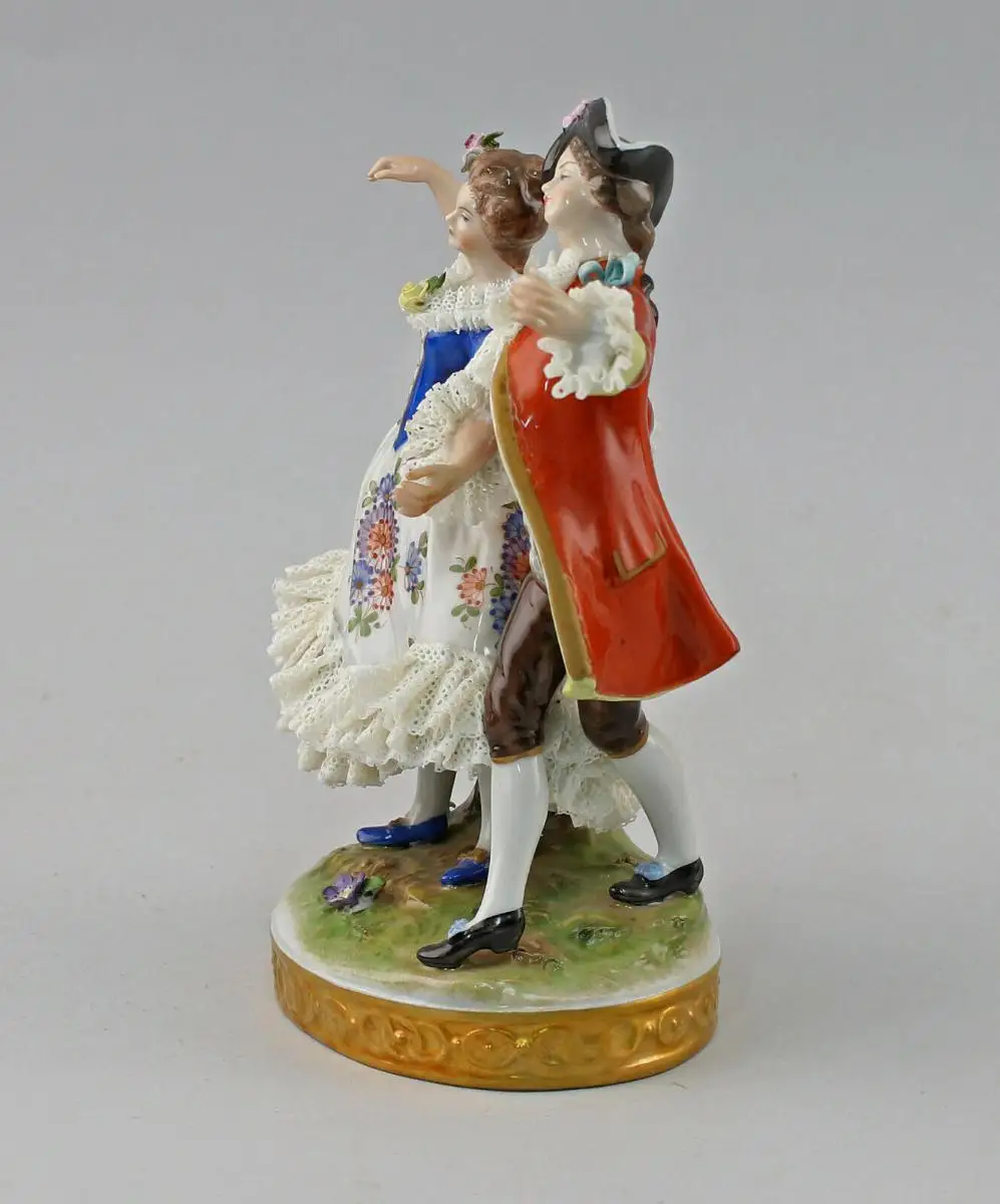8640067 Porzellan-Figur Rokoko Spitzentänzerin Paar Älteste Volkstedt Thüringen 2