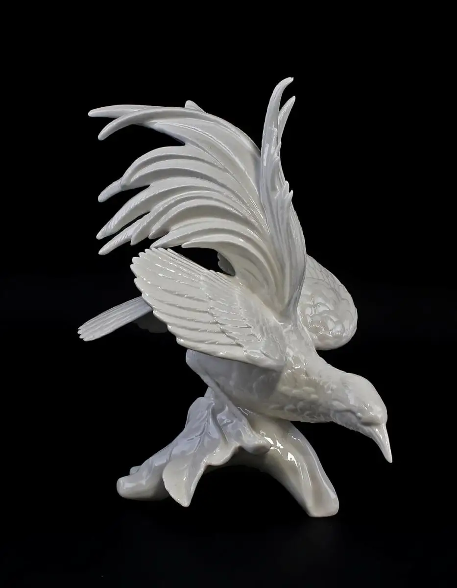 9959360 Porzellan Ens Figur großer Paradiesvogel weiß H21cm 0