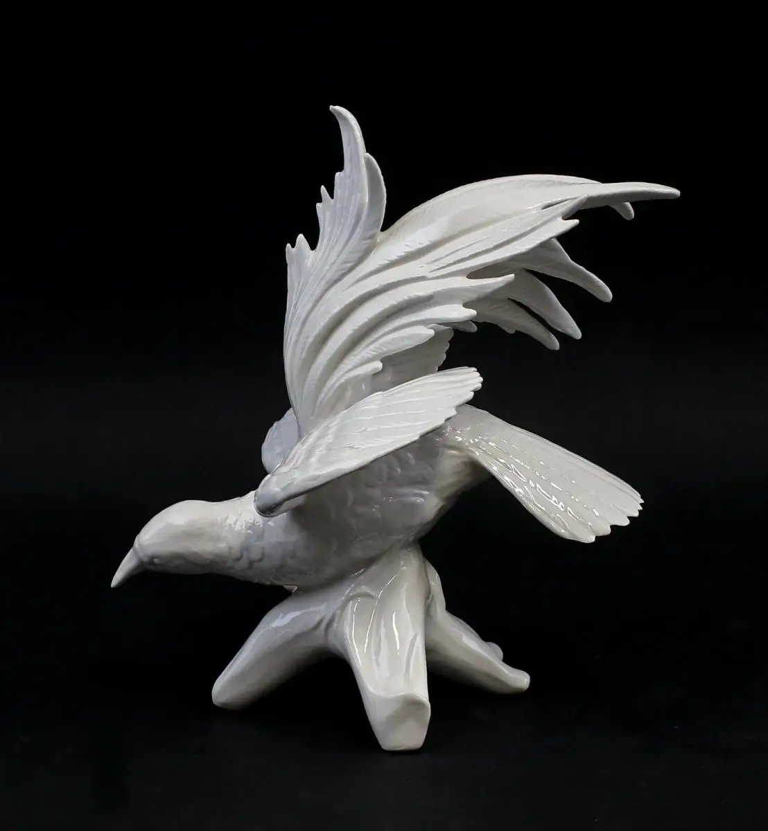 9959360 Porzellan Ens Figur großer Paradiesvogel weiß H21cm 2
