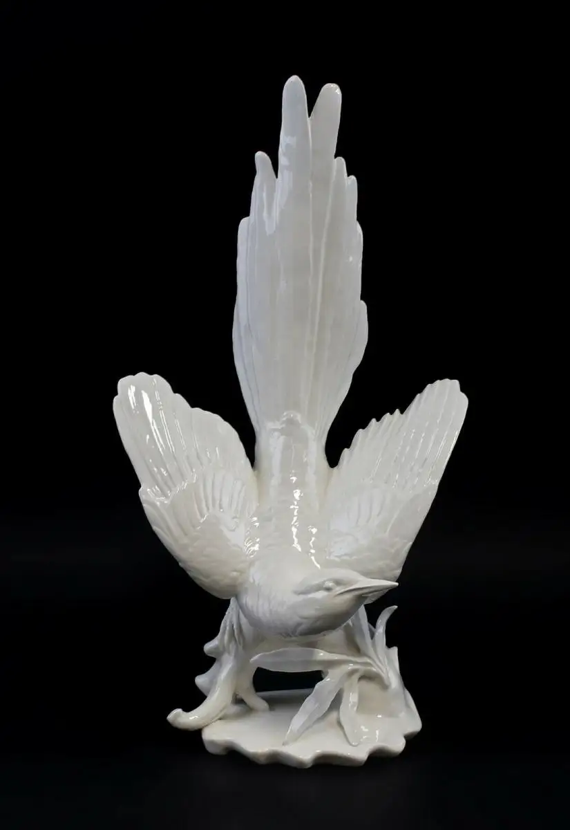 9959357 Porzellan Figur Erzglanzstar Stürzer weiß Vogel Ens H34cm 0