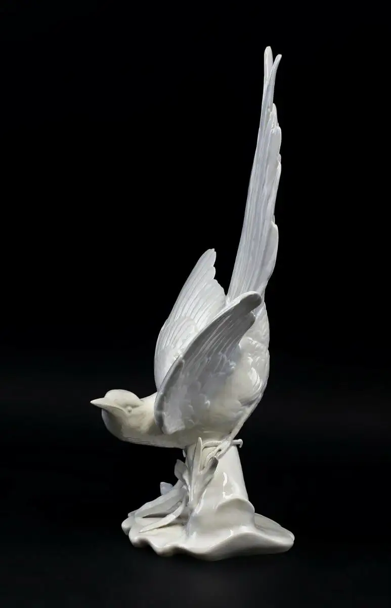 9959357 Porzellan Figur Erzglanzstar Stürzer weiß Vogel Ens H34cm 1
