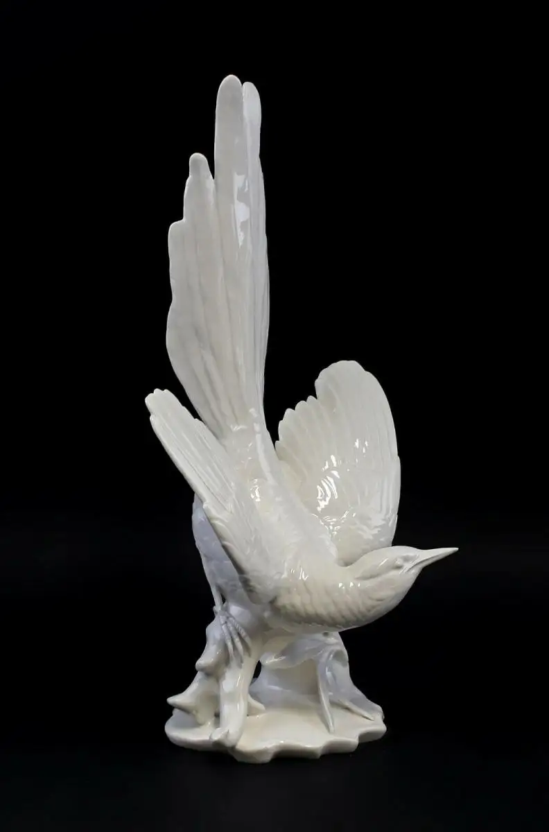 9959357 Porzellan Figur Erzglanzstar Stürzer weiß Vogel Ens H34cm 3