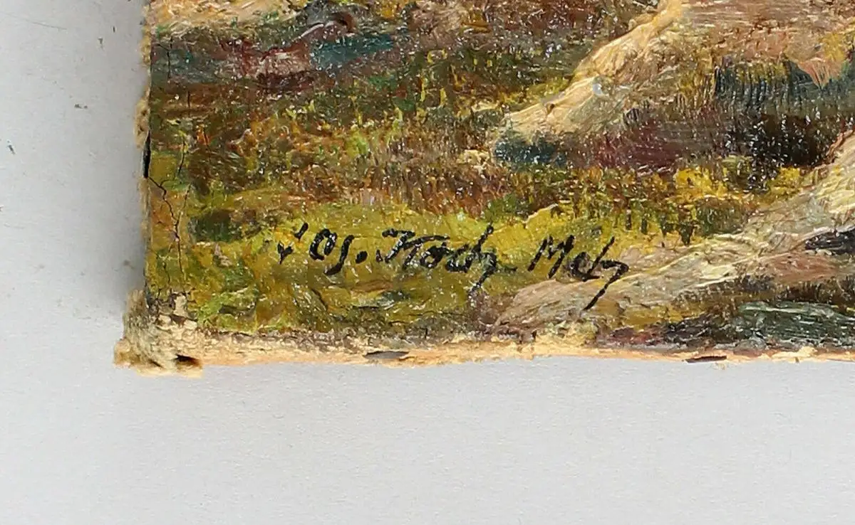 8460010 Ölgemälde signiert Josef Koch München Alpen Dorf Gebirge um 1920 1