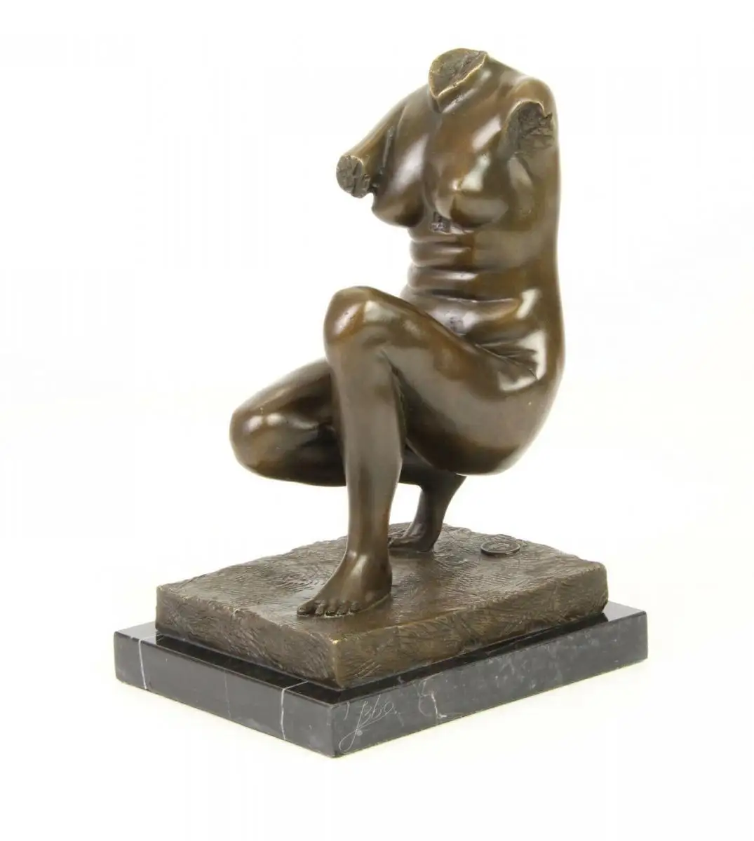 9973873-ds Skulptur Bronze Figur Torso hockende Venus Nackte Akt 13x21x31cm 0