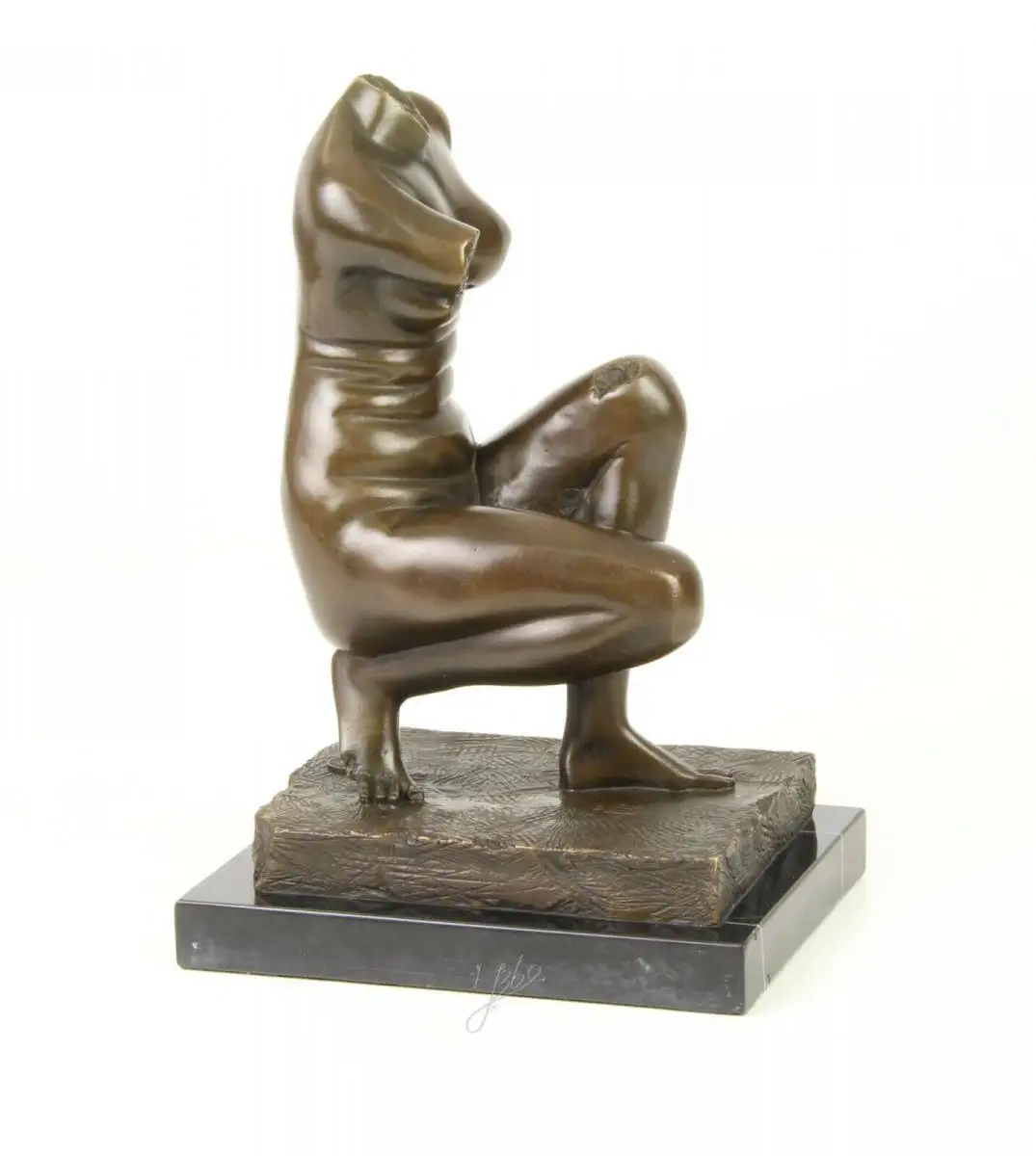 9973873-ds Skulptur Bronze Figur Torso hockende Venus Nackte Akt 13x21x31cm 1