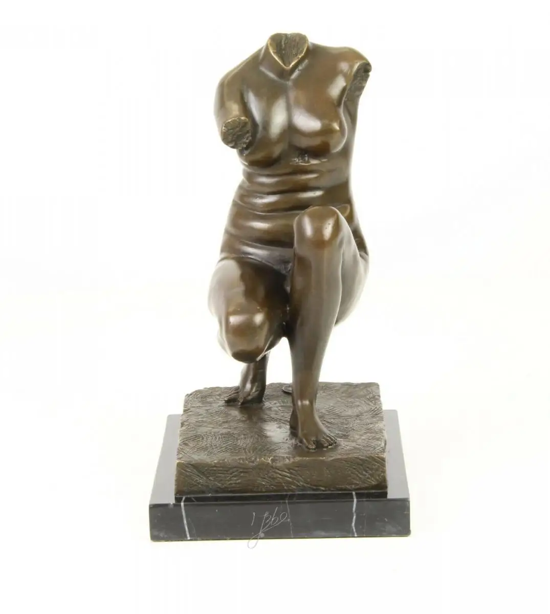 9973873-ds Skulptur Bronze Figur Torso hockende Venus Nackte Akt 13x21x31cm 2