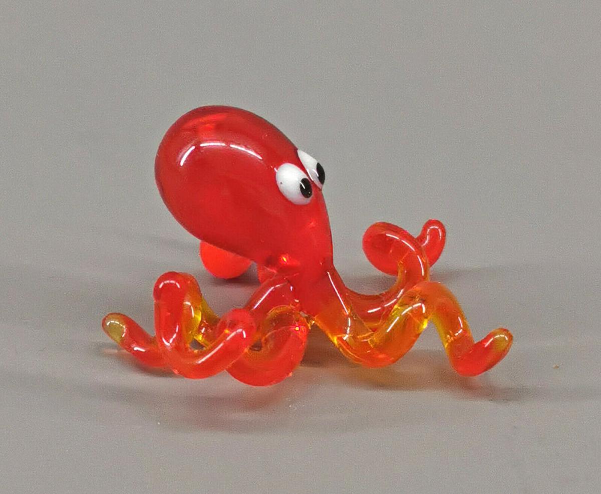 9912039-x kleine Glas Figur Krake Tintenfisch Oktopus rot H3cm mundgeblasen 