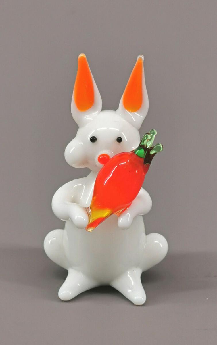 9912055-x Glas Figur Oster-Hase mit Möhre Karotte H5cm mundgeblasen Handarbeit 