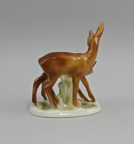 -ds Porzellan Figur Wagner&Apel Reh mit Kitz 11x6x13cm