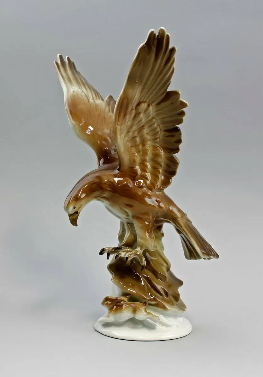 9943003 Porzellan Figur Adler mit Hase Gräfenthal H30cm 0