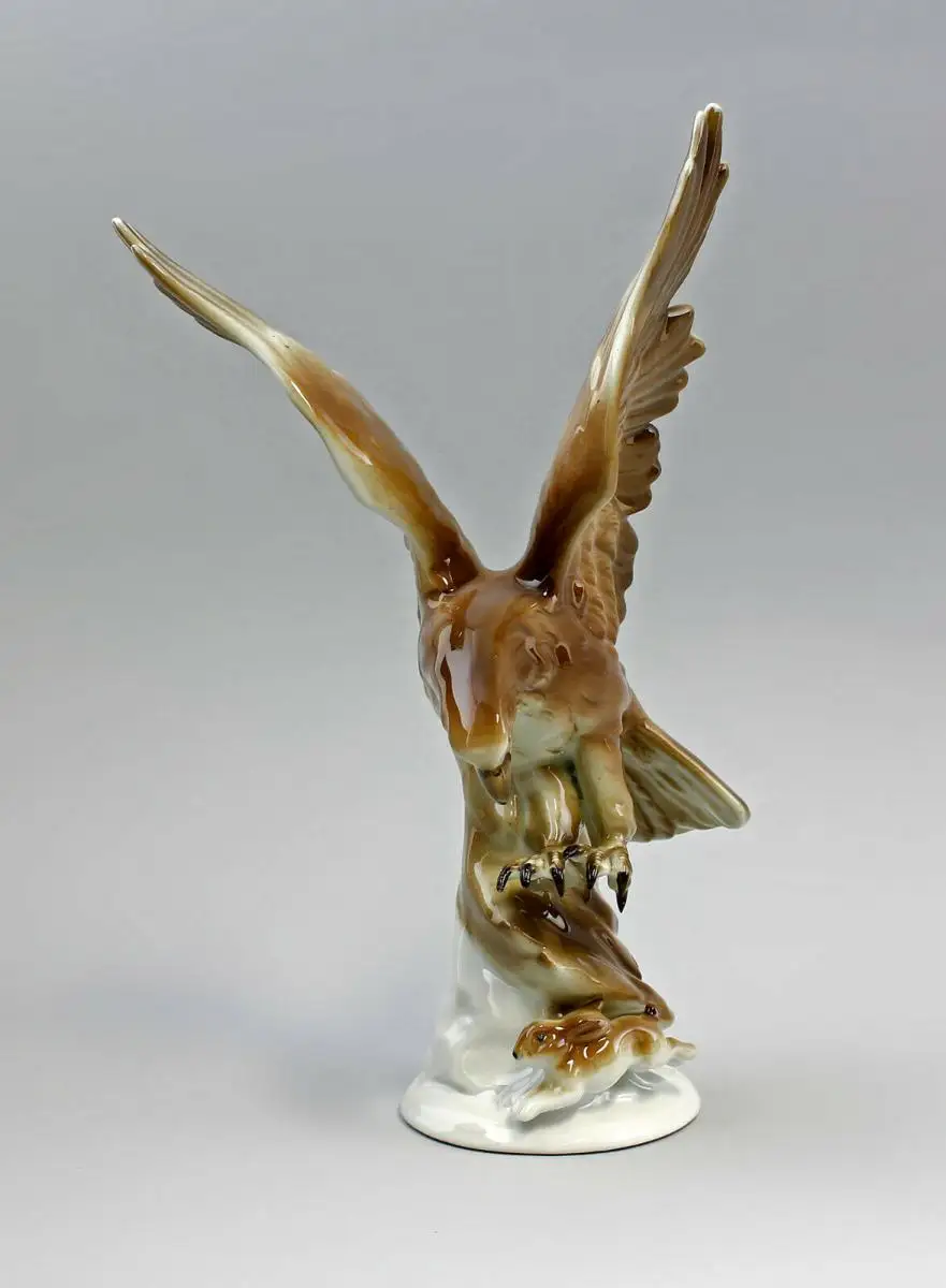 9943003 Porzellan Figur Adler mit Hase Gräfenthal H30cm 1