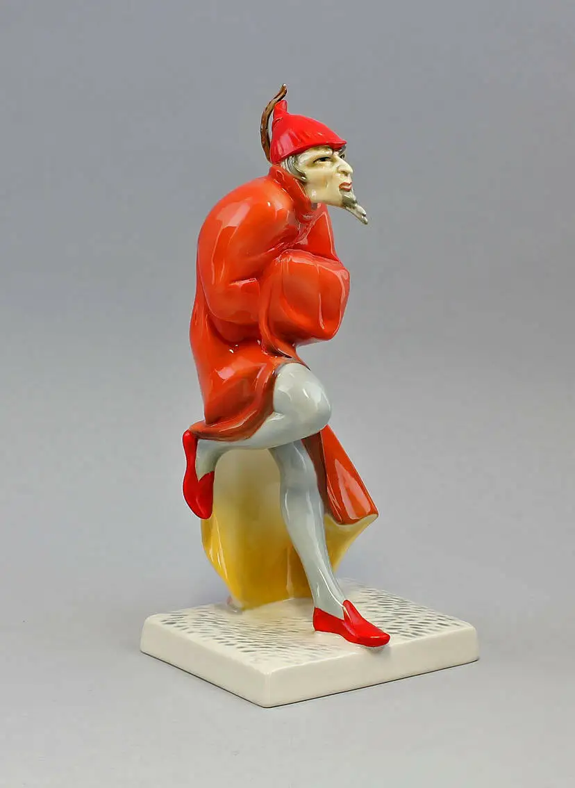 9941153 Porzellan Figur Mephisto rot grau Ens H24,5cm 0