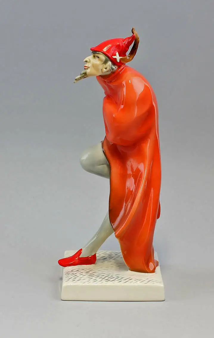 9941153 Porzellan Figur Mephisto rot grau Ens H24,5cm 2