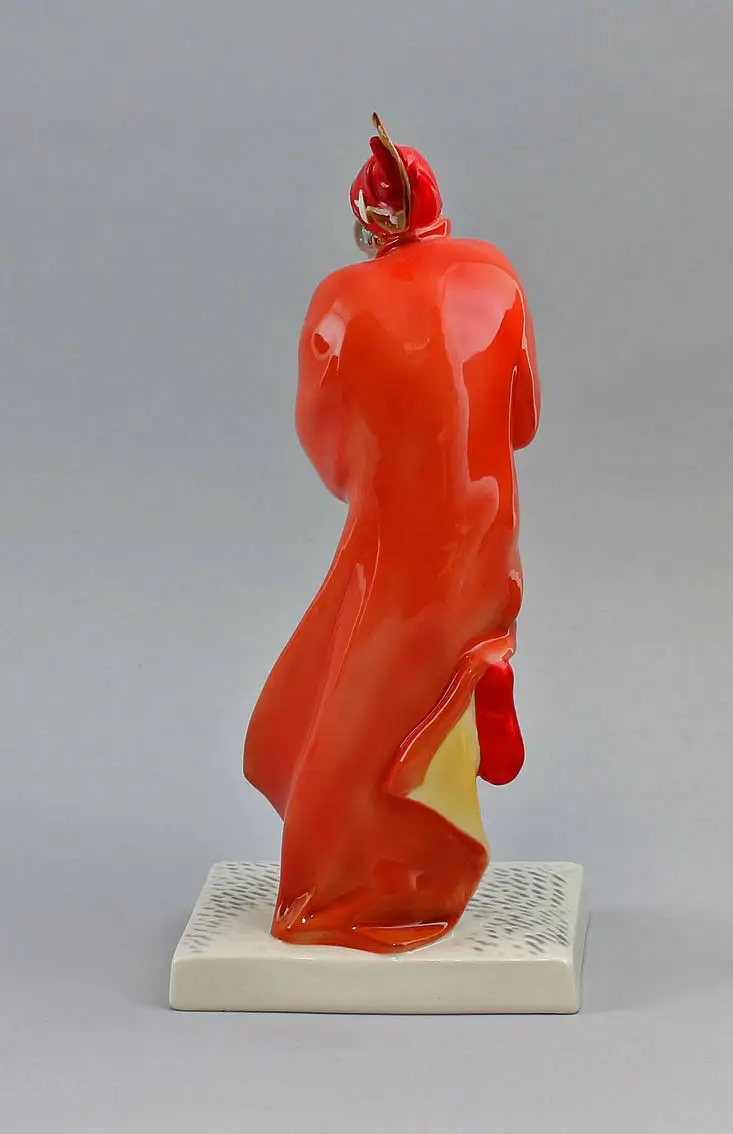 9941153 Porzellan Figur Mephisto rot grau Ens H24,5cm 3