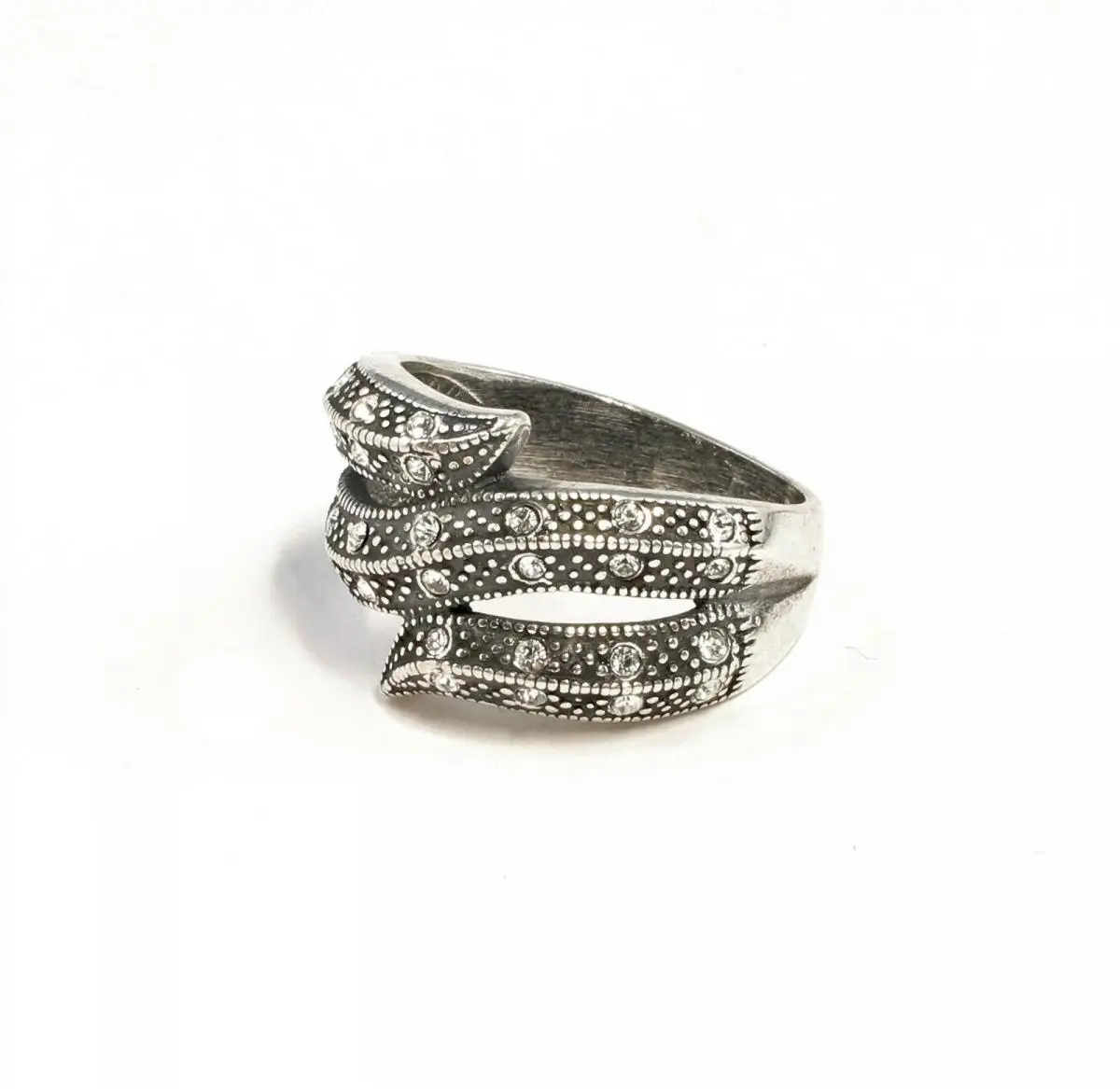 9901348 925er Silber Ring mit Swarovski-Steinen Gr.55 geschwungen 0