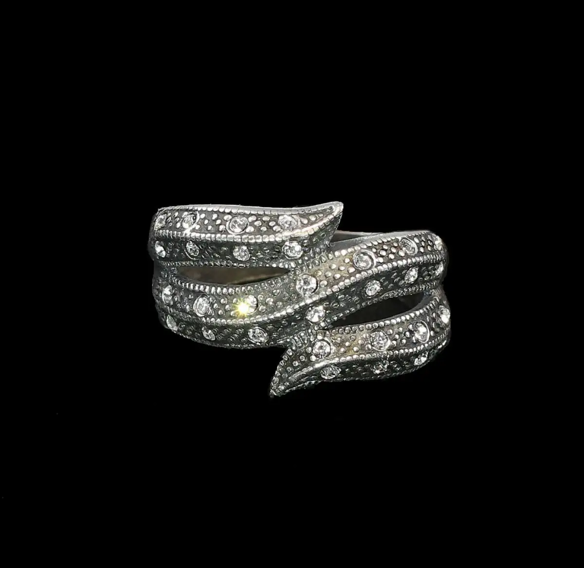 9901348 925er Silber Ring mit Swarovski-Steinen Gr.55 geschwungen 2