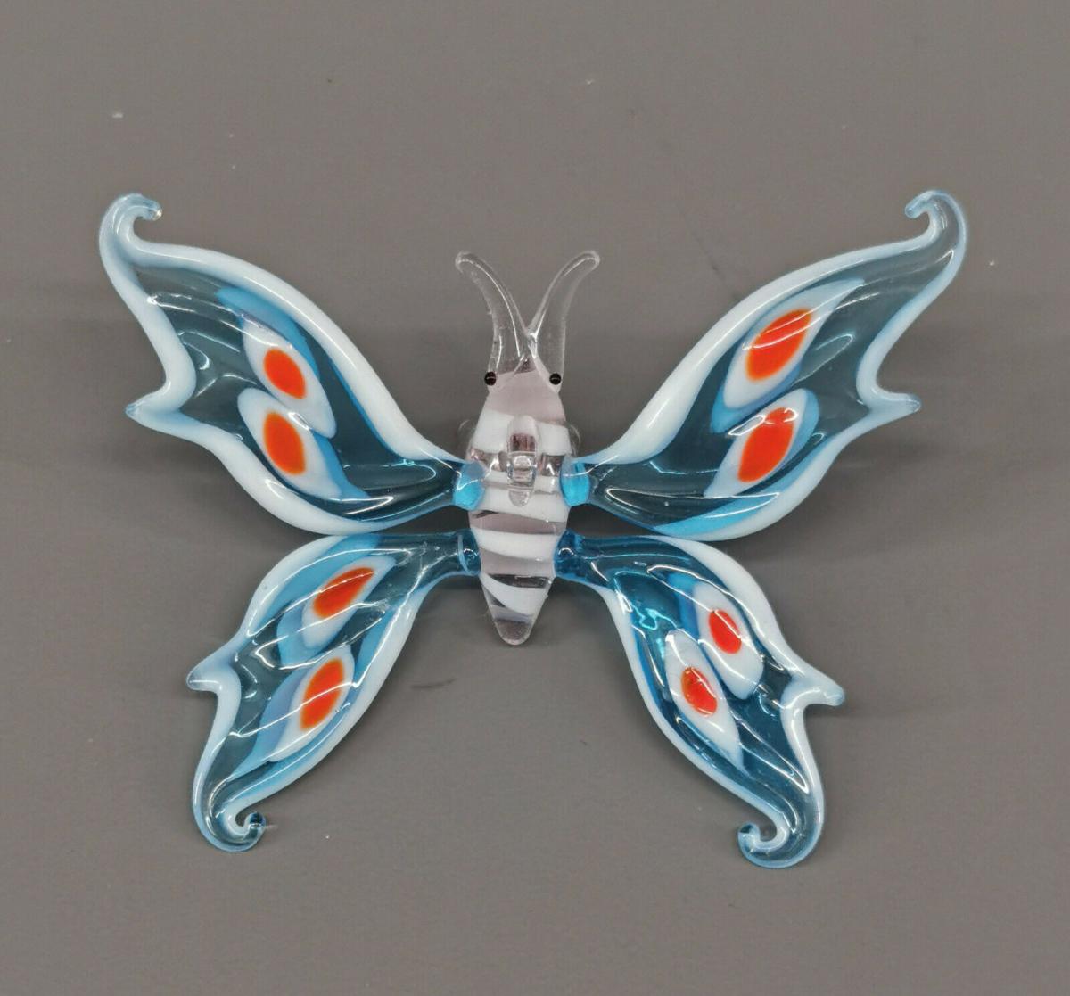 9912144-x Glas Figur Schmetterling türkis zum Hängen 5x5cm mundgeblasen 