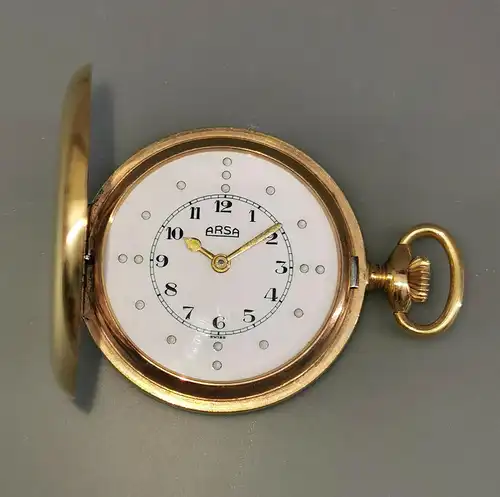  Vergoldete Blinden- Taschenuhr Arsa um 1950 Swiss Made