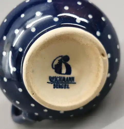  Bürgel Keramik Tasse Henkel blau-weiß Engobe-Malerei H8cm Thüringen Uwe