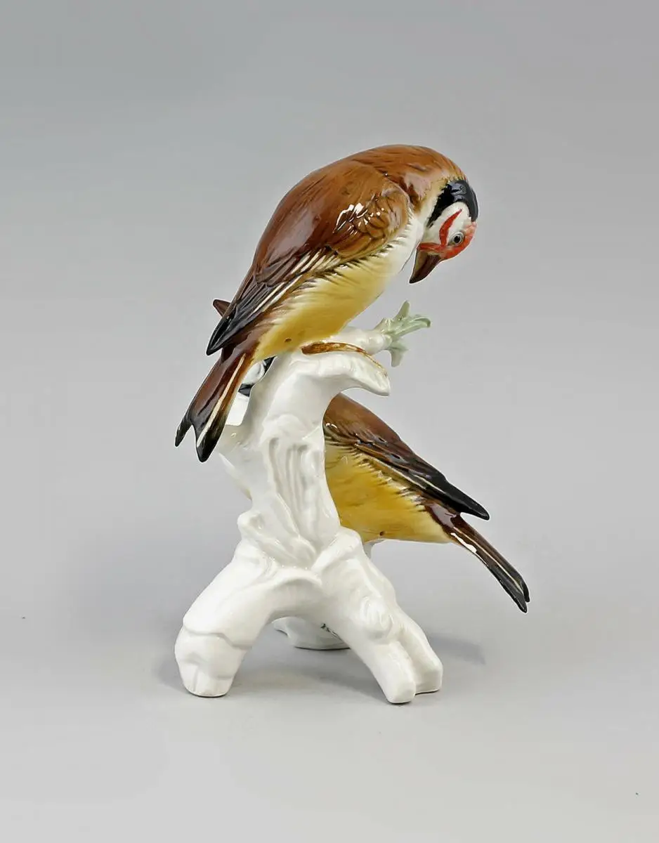 9941691 Porzellan Figur Vogel Stieglitz-Gruppe Ens 15x10,5cm 2