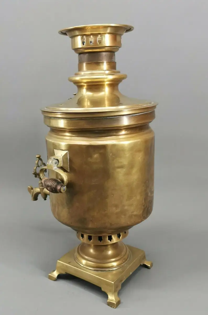 8733001 Samowar Batashew Tula Messing 1.H.20.Jh. H49cm 2