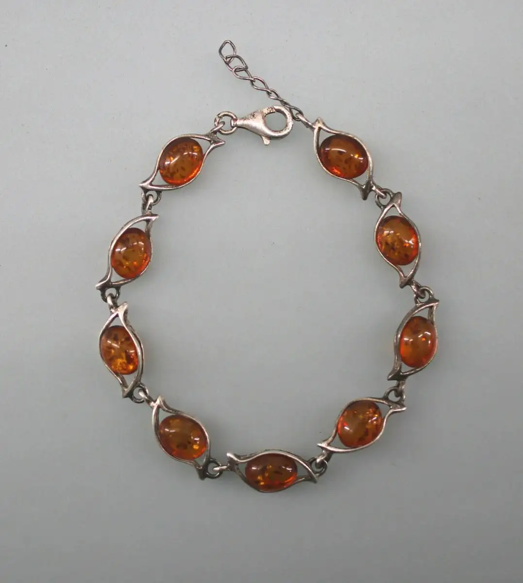 8725139-d 925er Silber Bernstein-Armband 50/60er Jahre 0