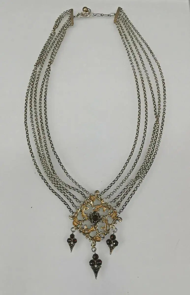 8725018 Granat-Kropfkette 835er Silber L26cm 0
