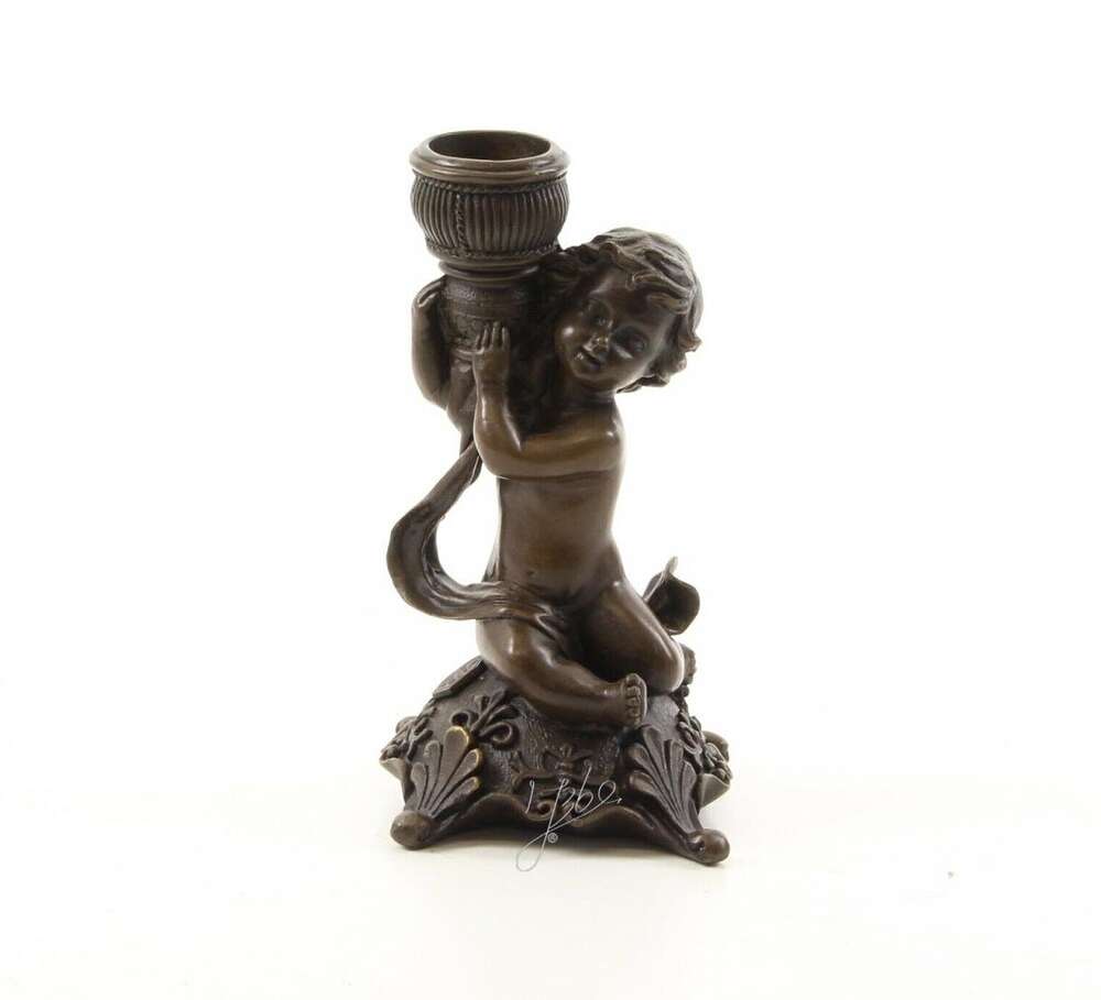 9973855-dss Kerzen-Leuchter Prunk-Kandelaber Bronze Figur 5-flammig 27x27x69cm