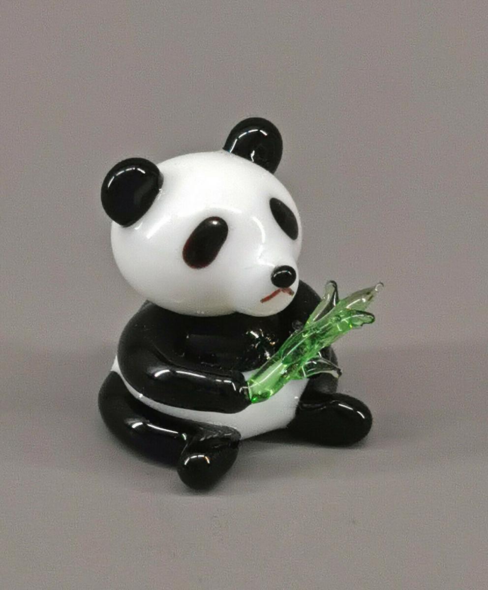 9912008-x Glas Figur Miniatur Panda-Bär H2,5cm mundgeblasen Handarbeit 