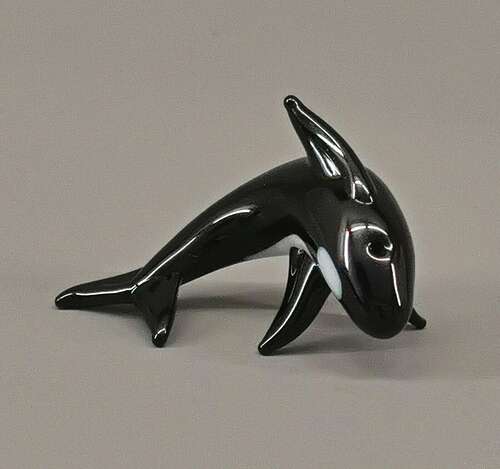 9912004-x Glas Figur Miniatur Orca-Wal Fisch 3x4cm mundgeblasen Handarbeit 
