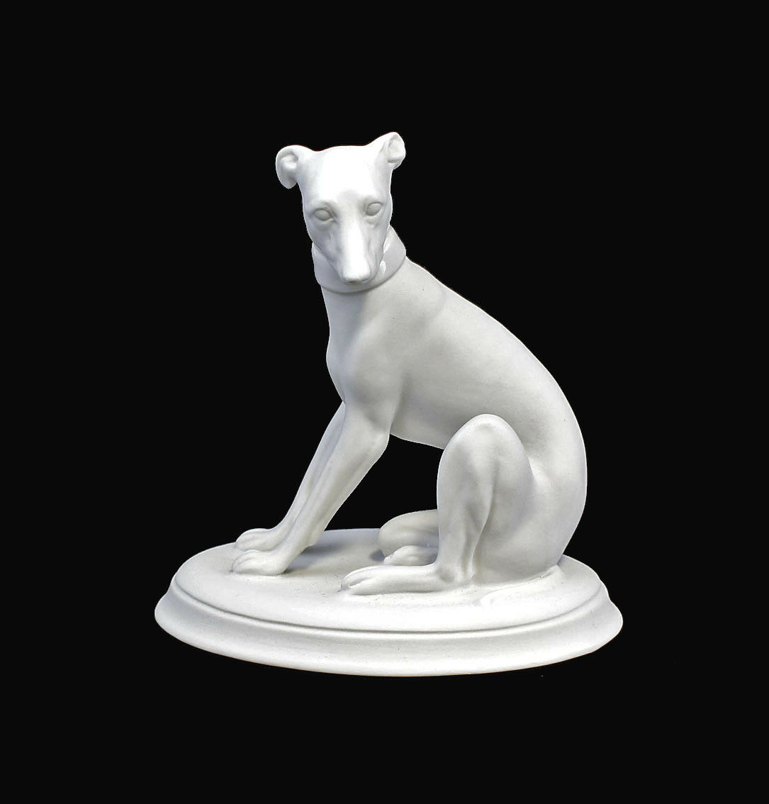 9944249-ds Porzellan Figur Windhund Hund weiß bisquit Kämmer H11cm
