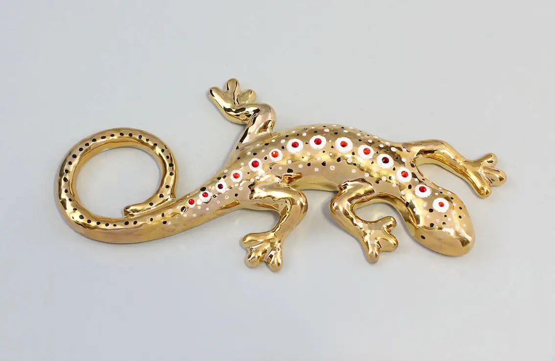 9942333 Porzellan Figur Eidechse Hannemann Design gold Wagner & Apel 7x17x2cm 0