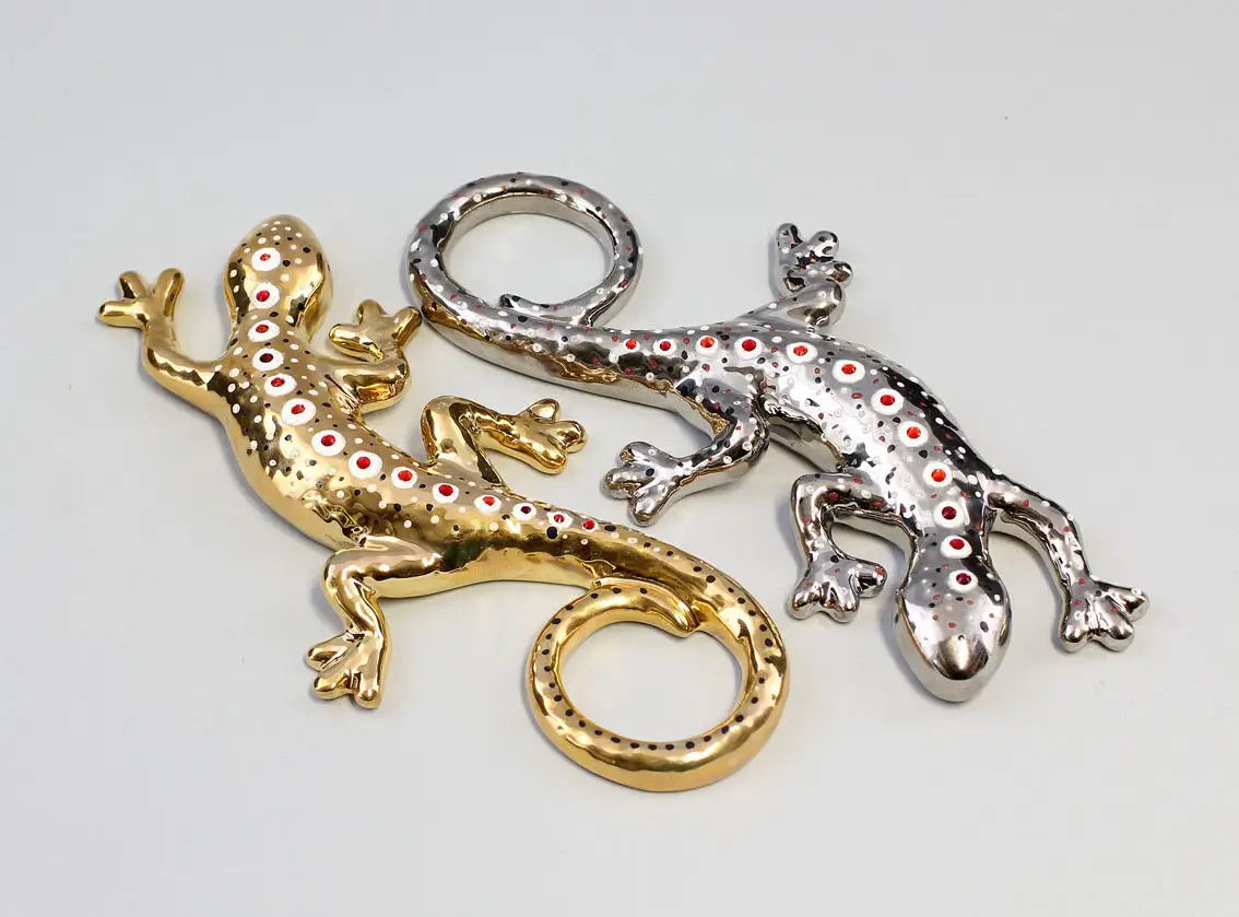 9942333 Porzellan Figur Eidechse Hannemann Design gold Wagner & Apel 7x17x2cm 1