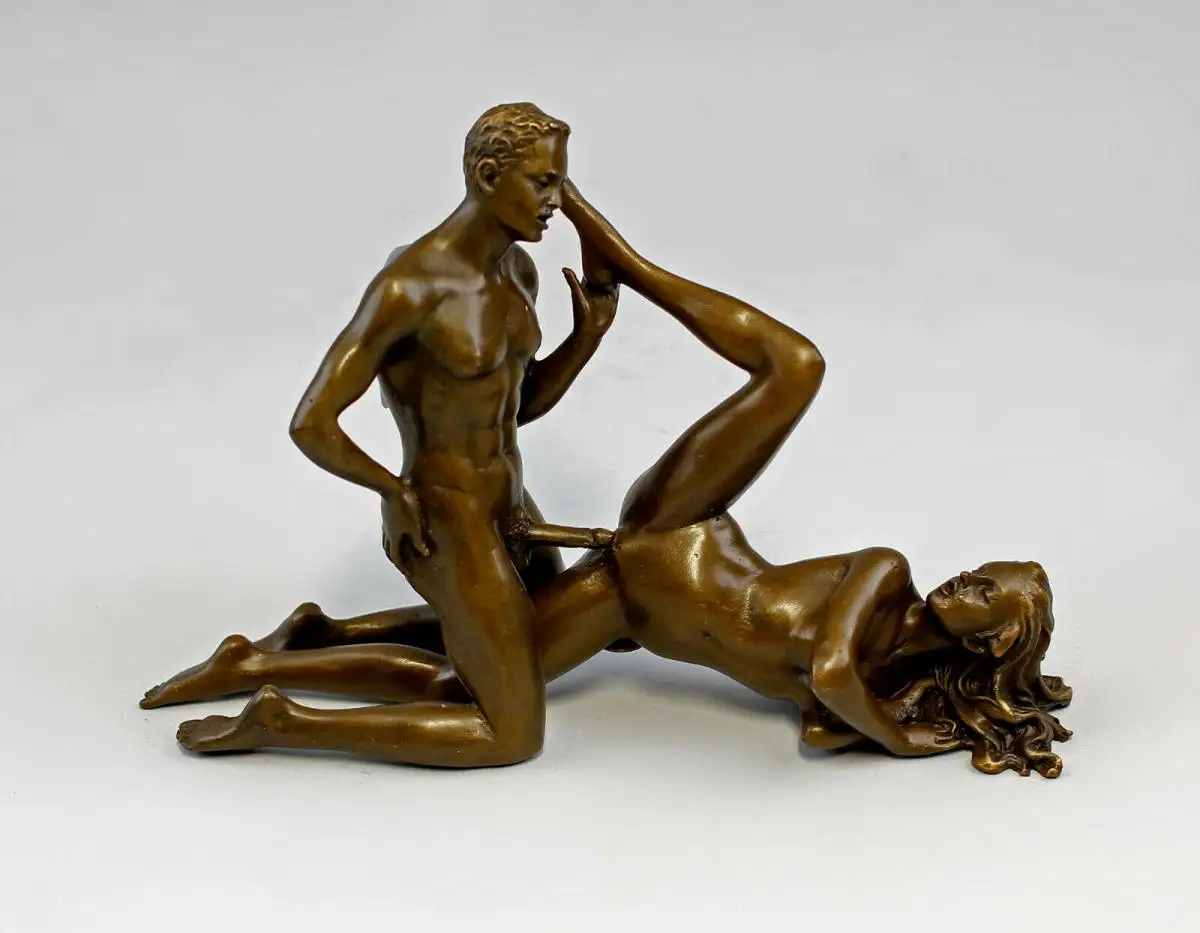 9937829 Bronze Skulptur Patoue Liebendes Paar Akt erotisch 20x5x13cm 0