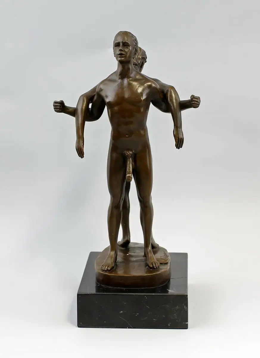 9937825-dss Skulptur Bronze Plastik Patoue männliche Akte Rücken an Rücken 2