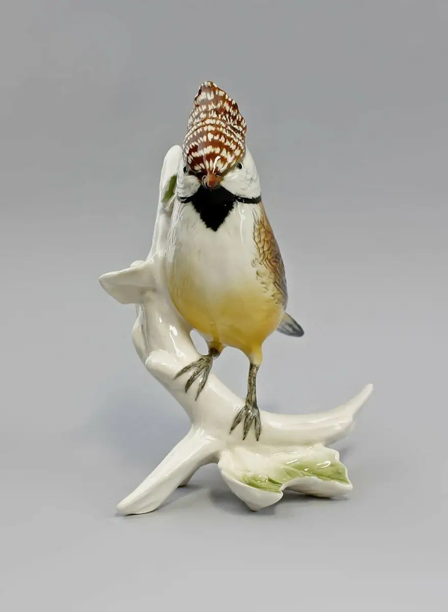 9941510 Porzellan Figur Vogel Haubenmeise Ens H14cm 1