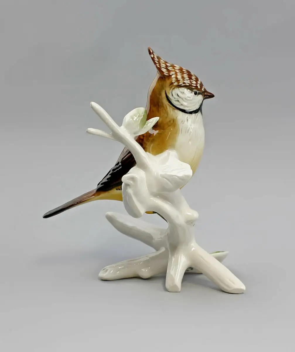 9941510 Porzellan Figur Vogel Haubenmeise Ens H14cm 2