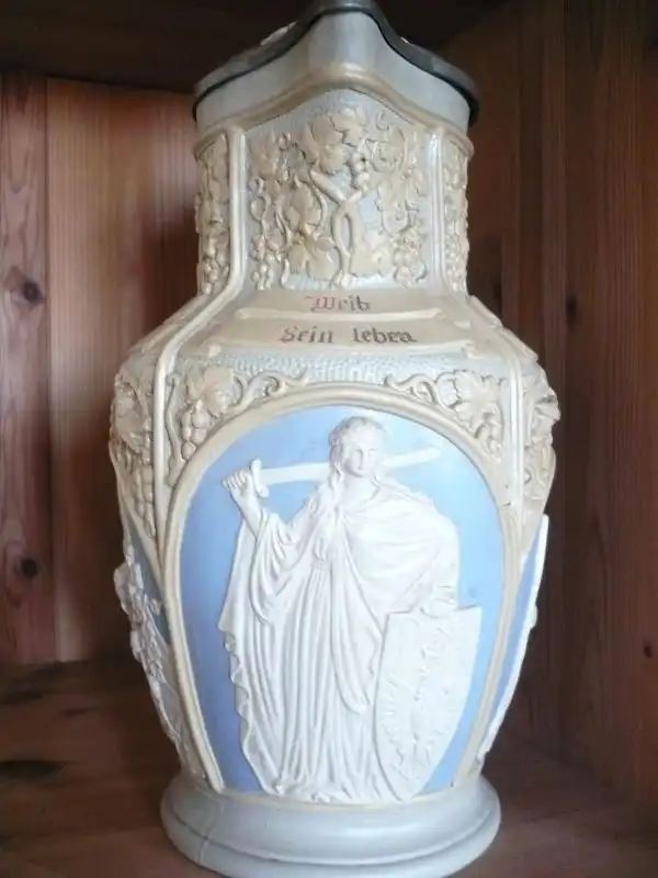 Alte Villeroy &  Boch Mettlach Kanne Krug Weinkrug Weinkanne Wein V + B Bierkrug (15) Preis reduziert 2