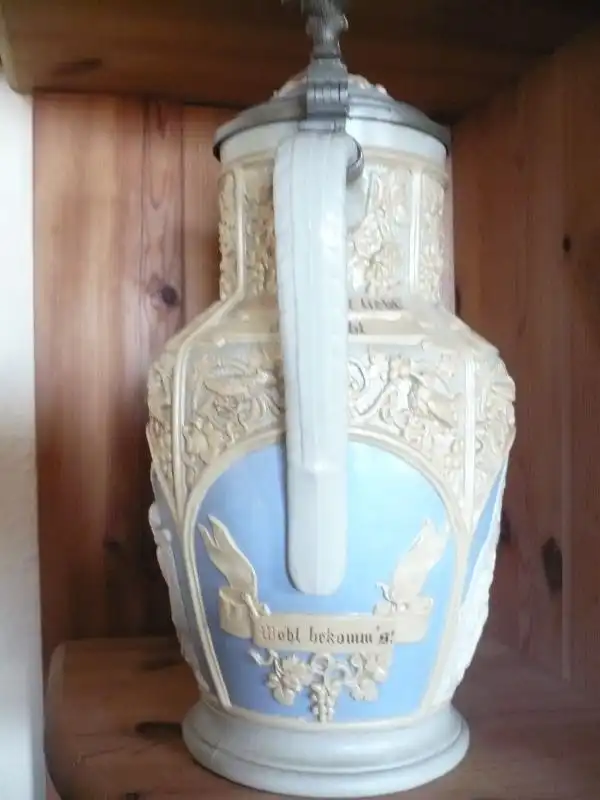 Alte Villeroy &  Boch Mettlach Kanne Krug Weinkrug Weinkanne Wein V + B Bierkrug (15) Preis reduziert 3