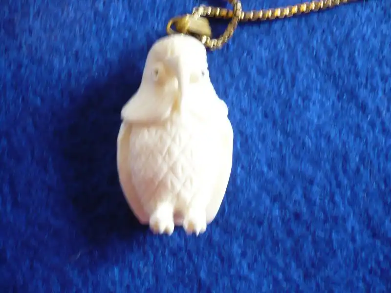 Goldkette mit Eulenanhänger aus Bein (276)  Preis reduziert 4