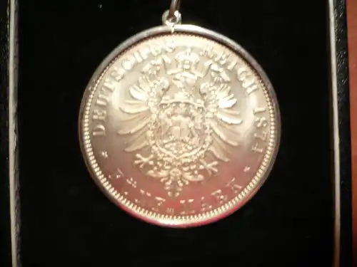Münzanhänger Fünf Mark, Deutsches Reich Silber in Schatulle (294)  Preis reduziert
