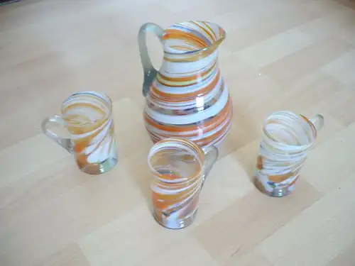 Glas-Kanne mit 3 Henkel-Gläser  (296)  Preis reduziert
