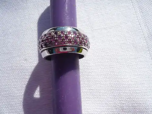 Silber-Ring mit Rubine - drehbarer Innenring (380) Preis reduziert
