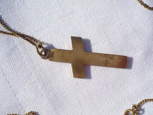 vergoldete Silberkette mit Lapislazuli Kreuz (396) Preis reduziert