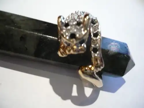 vergoldeter Ring - Leopard mit blauen Saphieren (426) Preis reduziert