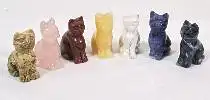 7 Katzen-Figuren in verschieden Mineralien/Halbedelstein (460) Preis reduziert