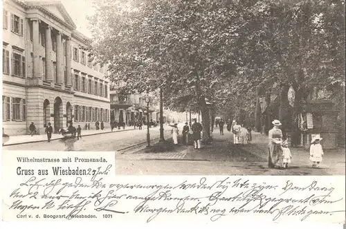 Gruss aus Wiesbaden v. 1901 Wilhelmstrasse mit Promenade (052)